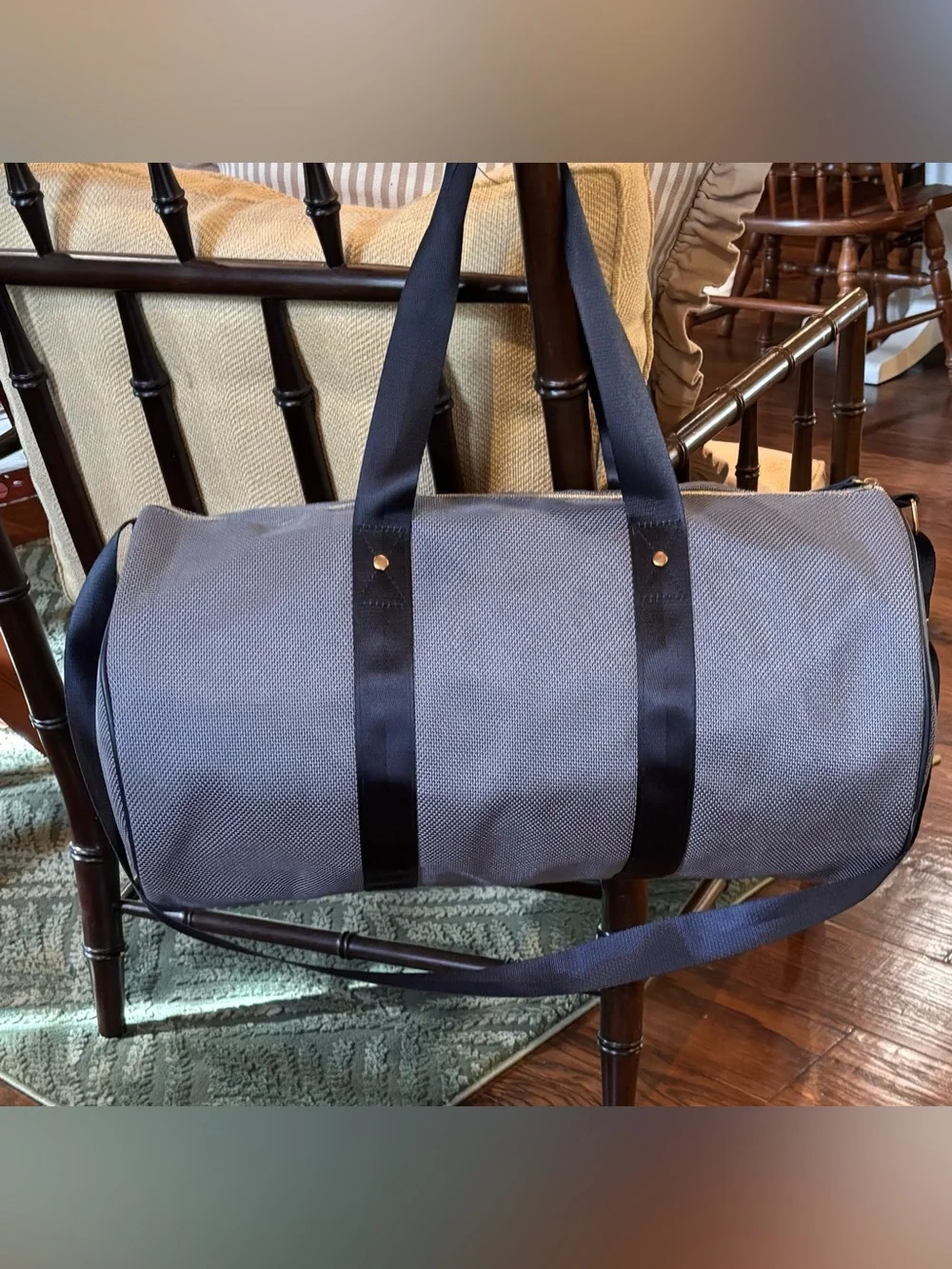 Azzaro Parfums Gray Black Weekender Duffel Bag Gold Hardware Travel Gym